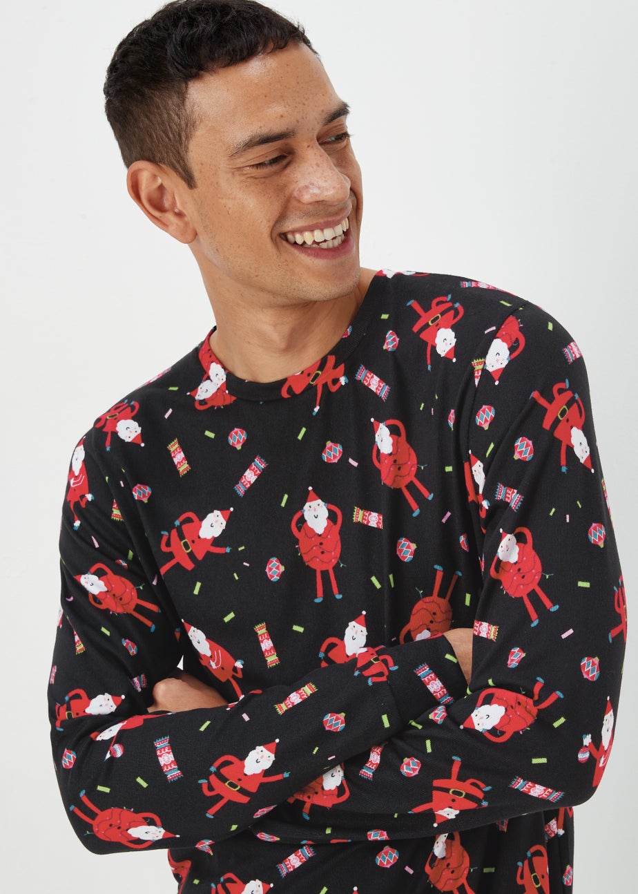 Black Dancing Santa Christmas Pyjama Set