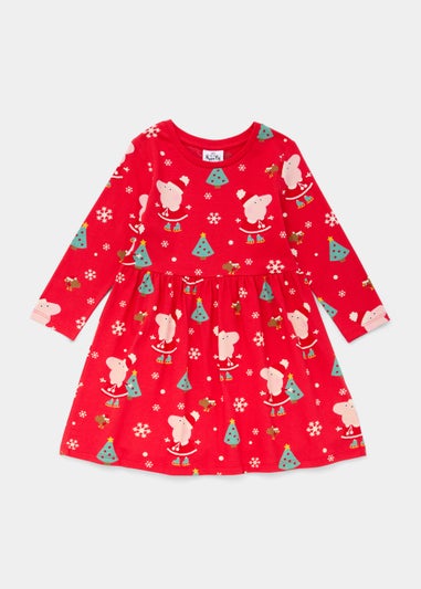Kids Red Peppa Pig Christmas Dress (9mths-5yrs)