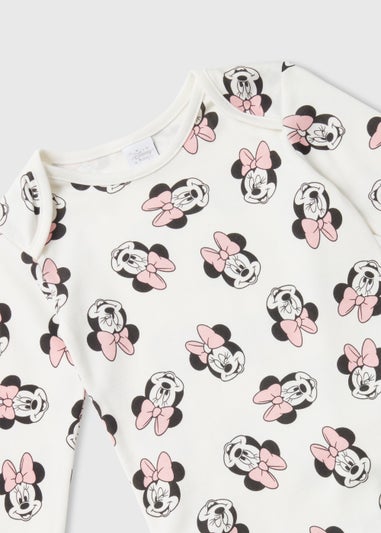 Baby 3 Piece Cream Minnie Mouse Print Bodysuit Leggings & Hat Set (Newborn-12mths)