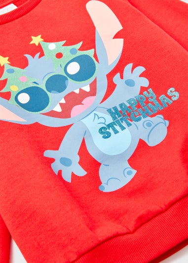 Kids Red Disney Christmas Stitch Sweatshirt (4-10yrs)