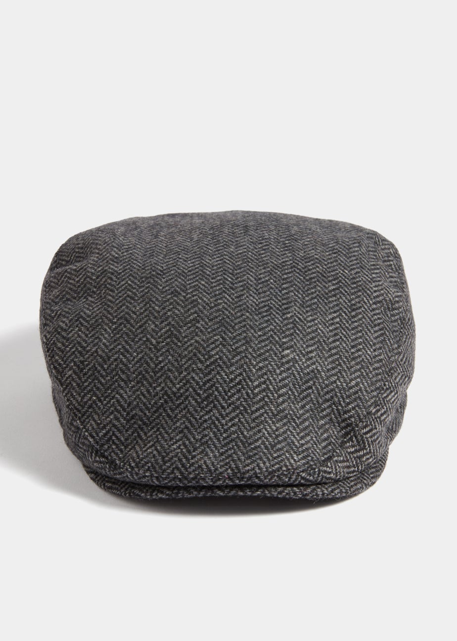 Grey Textured Flat Cap