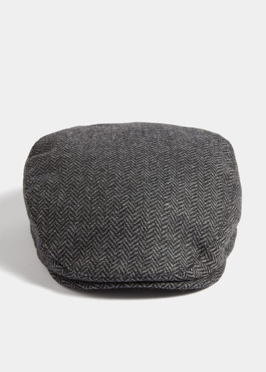 Grey Textured Flat Cap