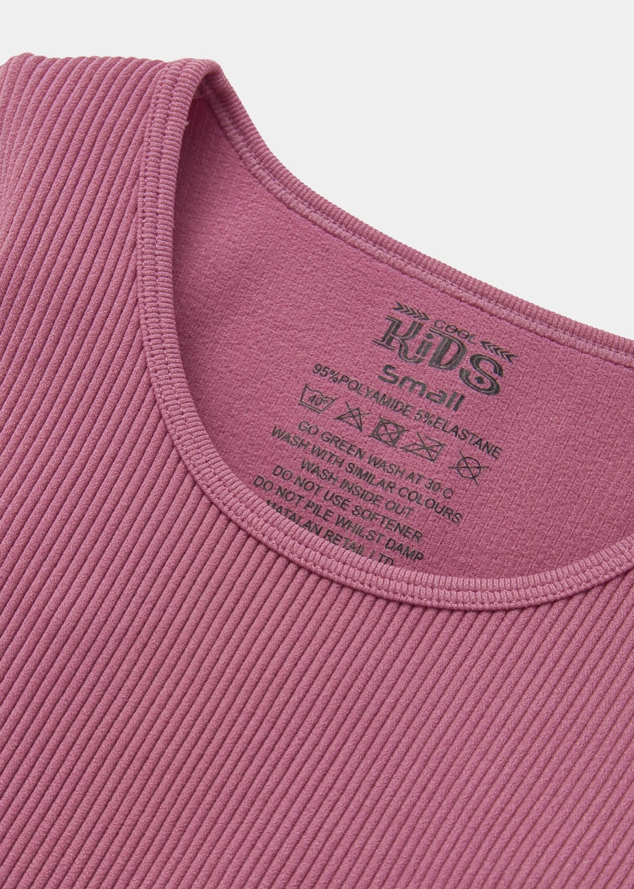 Girls Pink Seamless Long Sleeve Top (7-12yrs)