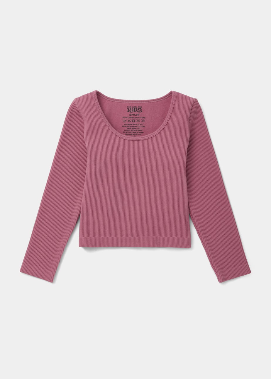 Girls Pink Seamless Long Sleeve Top (7-12yrs)
