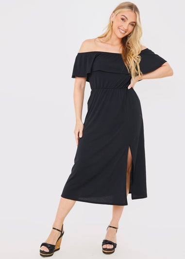 In the Style Jac Jossa Black Bardot Midi Dress