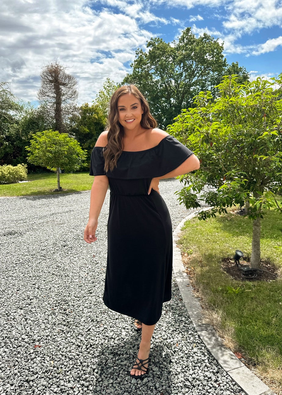 In the Style Jac Jossa Black Bardot Midi Dress