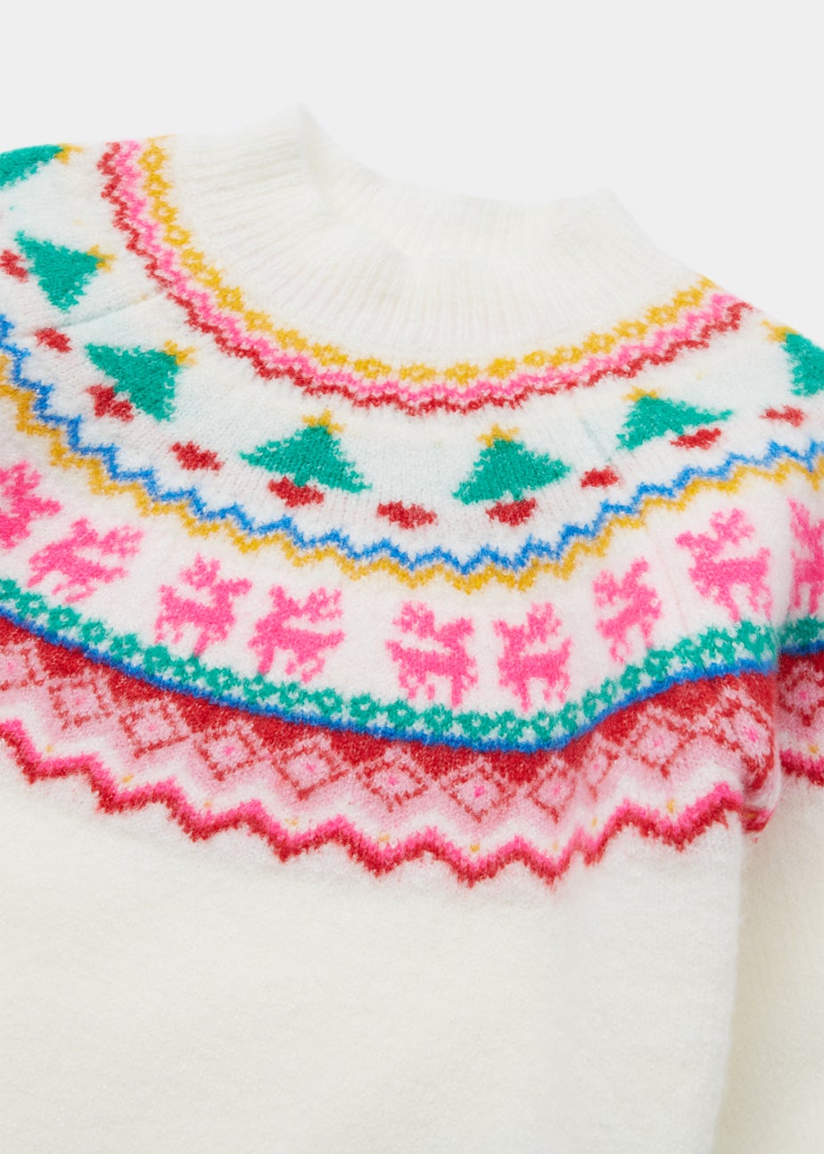 Girls Cream Fair Isle Christmas Jumper (9mths-6yrs)