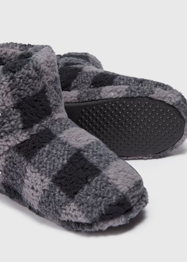 Grey Check Slipper Boot