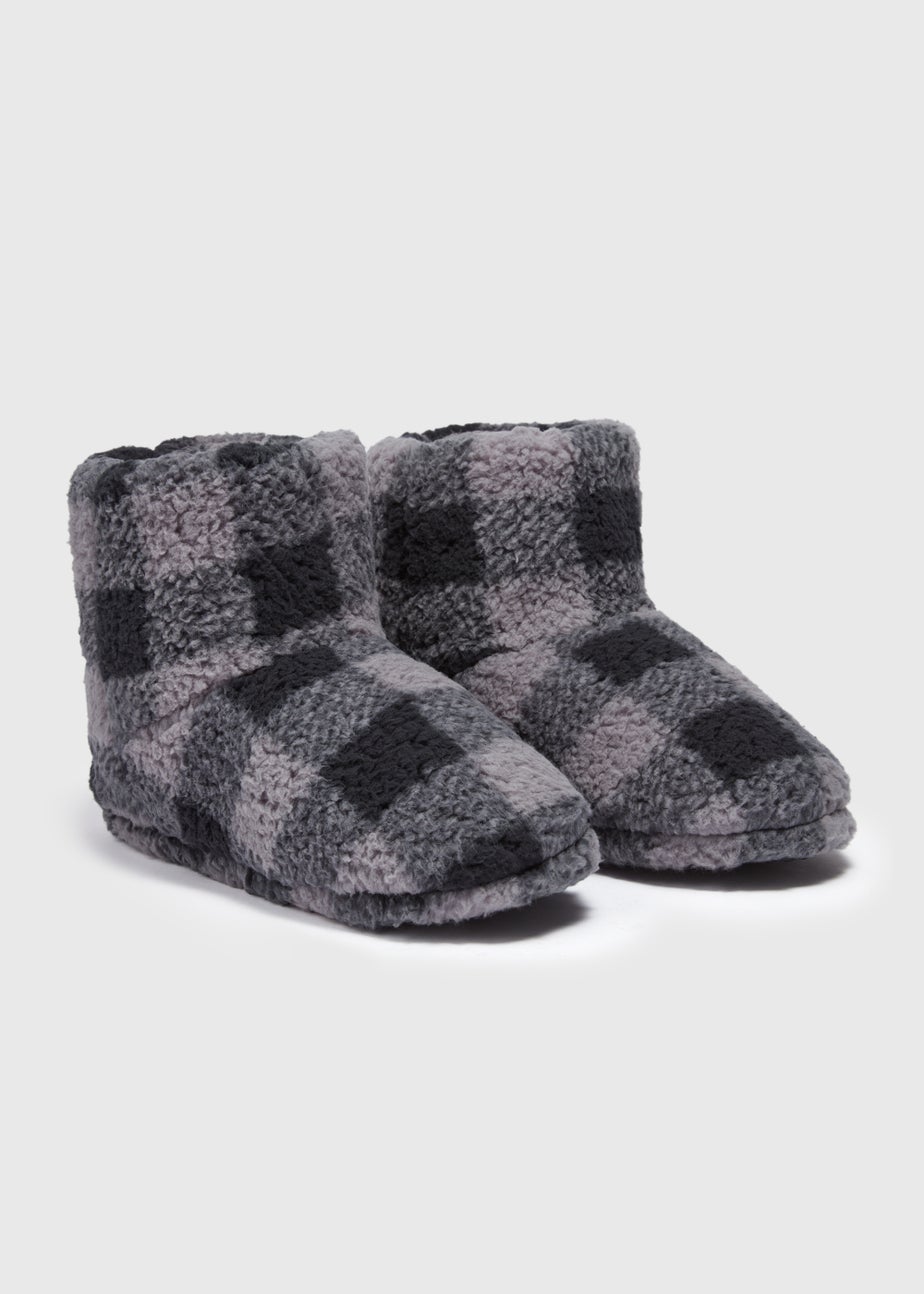 Grey Check Slipper Boot
