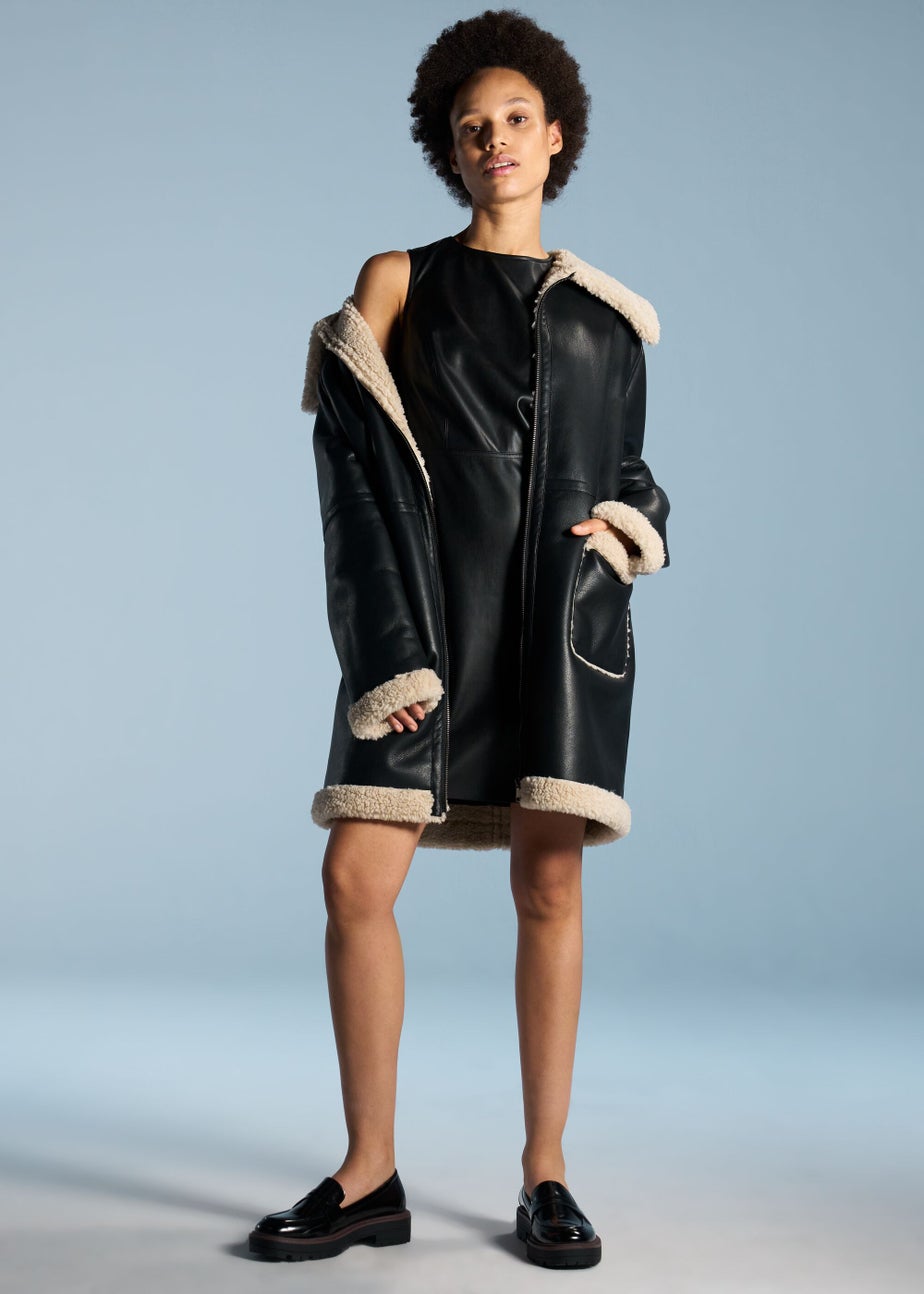 Black PU Sleeveless Dress