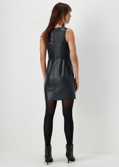 Black PU Sleeveless Dress