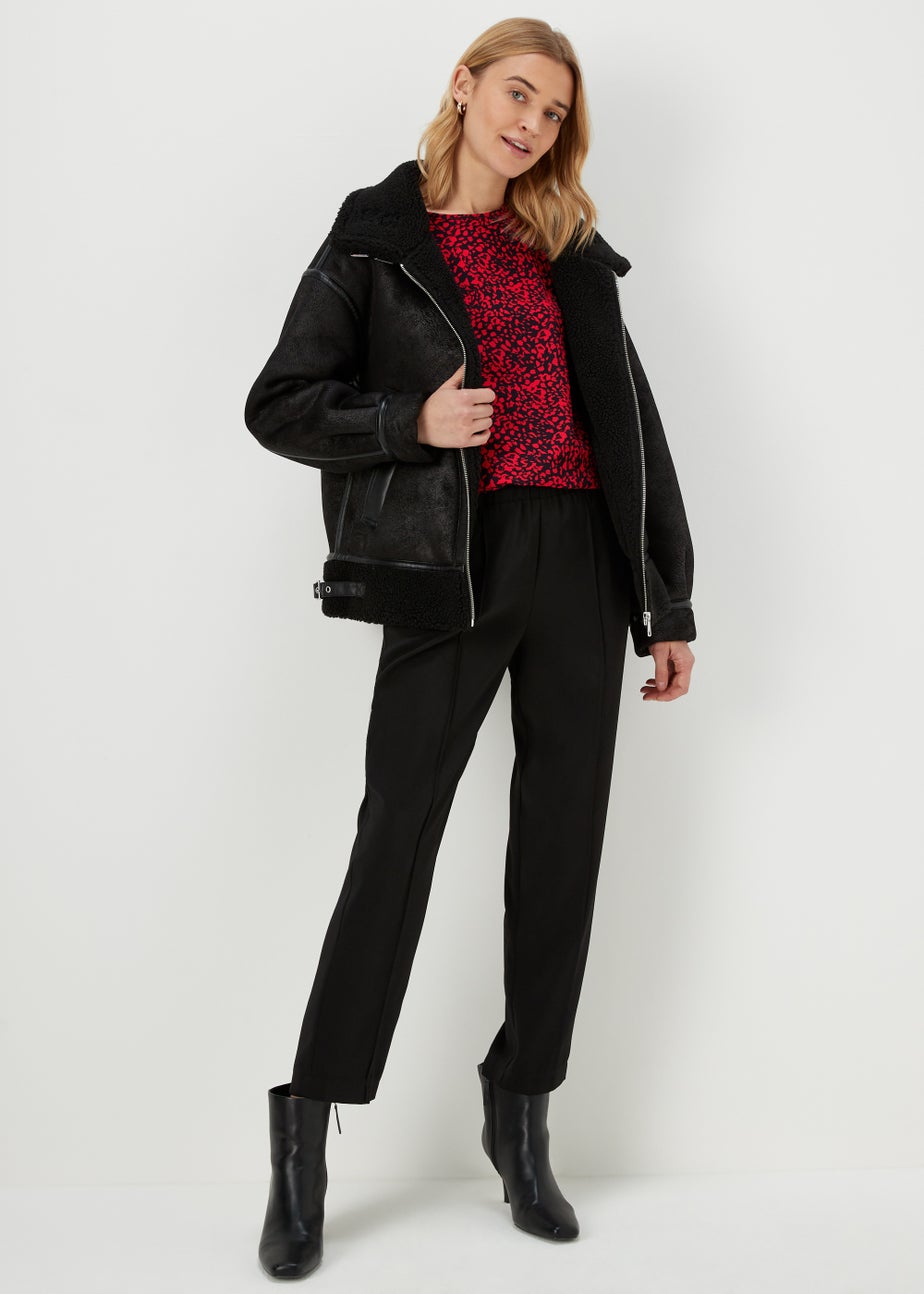 Red Mark Making Print Long Sleeve Bubble Top