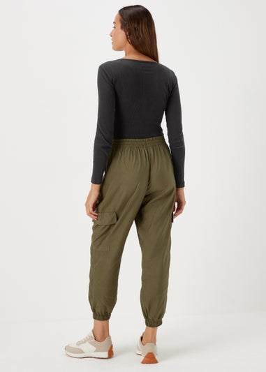 Black Henley Ribbed Long Sleeve Top