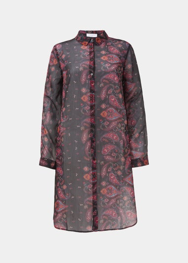 Black Paisley Super Longline Blouse