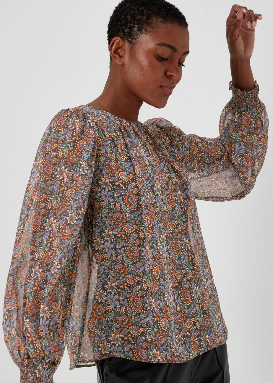 Multicoloured Paisley Print Metallic Box Top