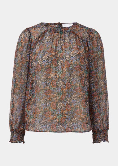 Multicoloured Paisley Print Metallic Box Top