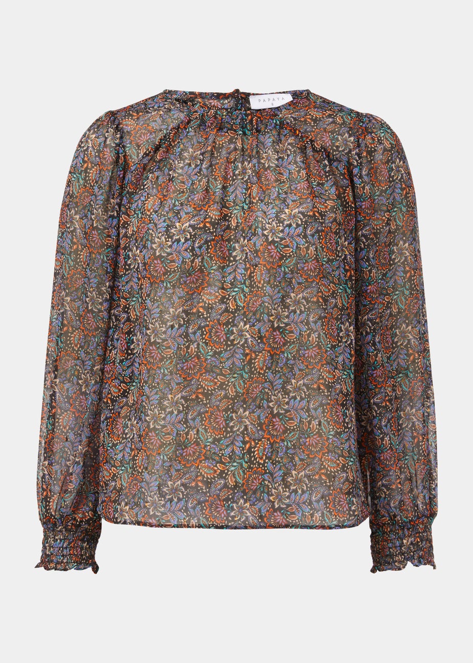 Multicoloured Paisley Print Metallic Box Top