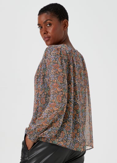 Multicoloured Paisley Print Metallic Box Top