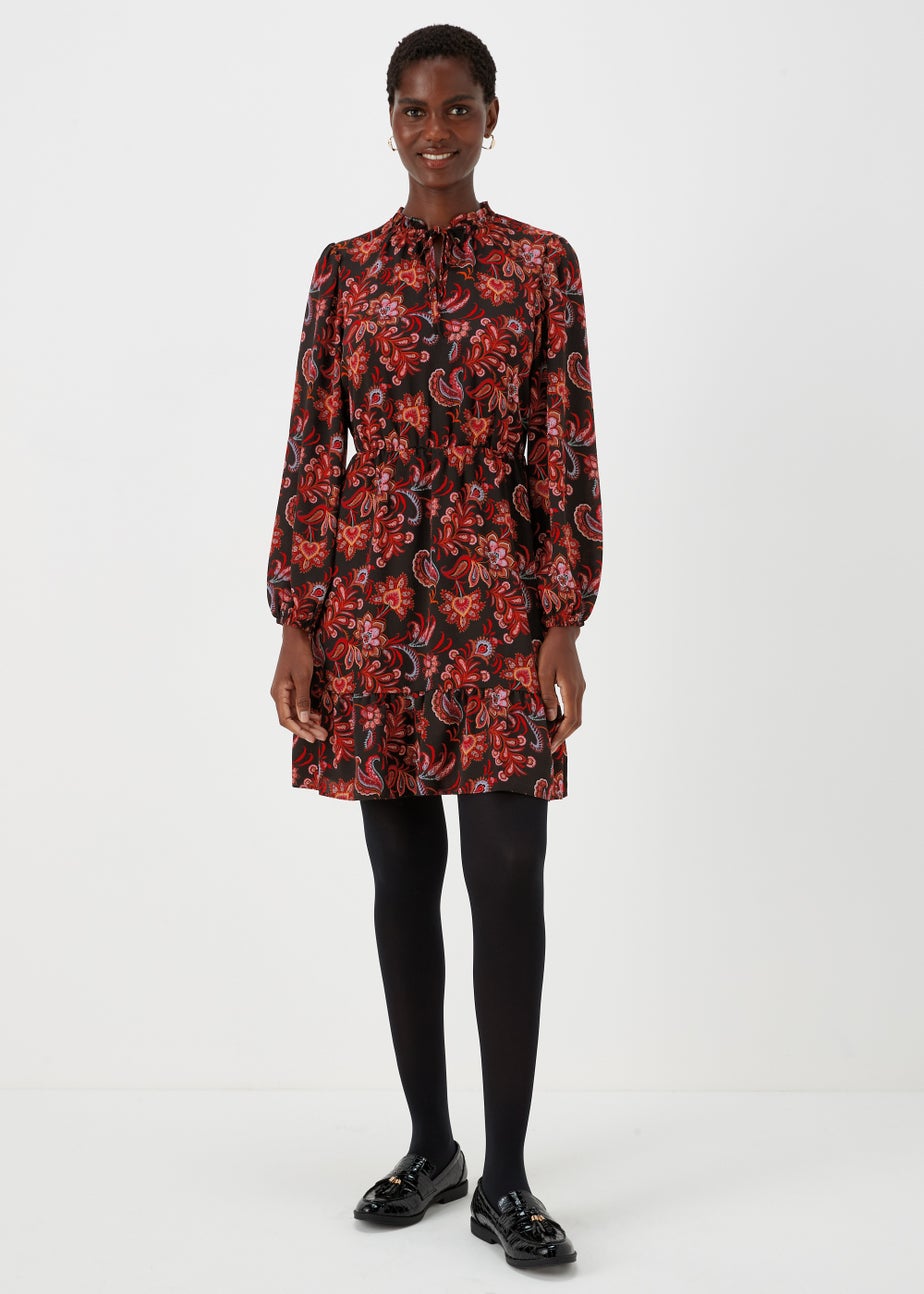 Multicoloured Bubble Paisley Print Mini Dress