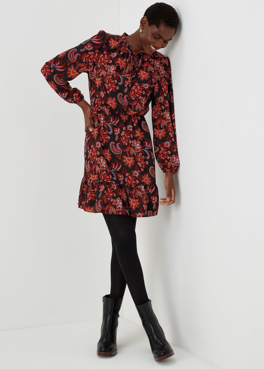 Multicoloured Bubble Paisley Print Mini Dress