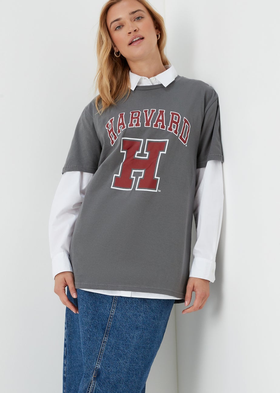 Charcoal Harvard Print T-Shirt