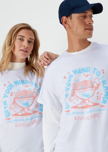 White Ramen Print T-Shirt