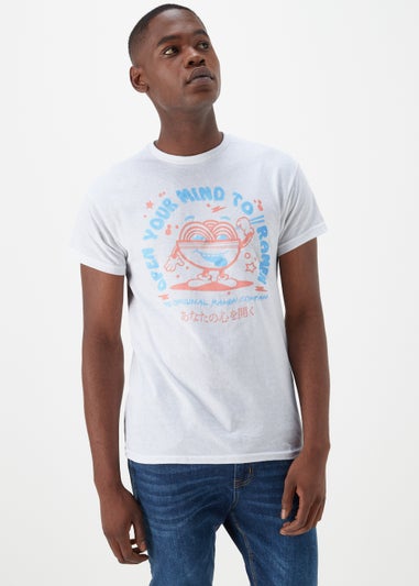 White Ramen Print T-Shirt