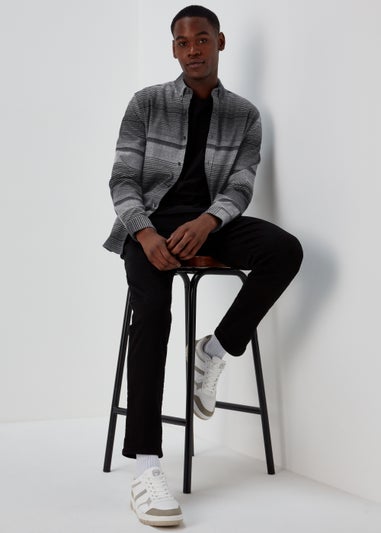 Charcoal Horizontal Stripe Smart Shirt