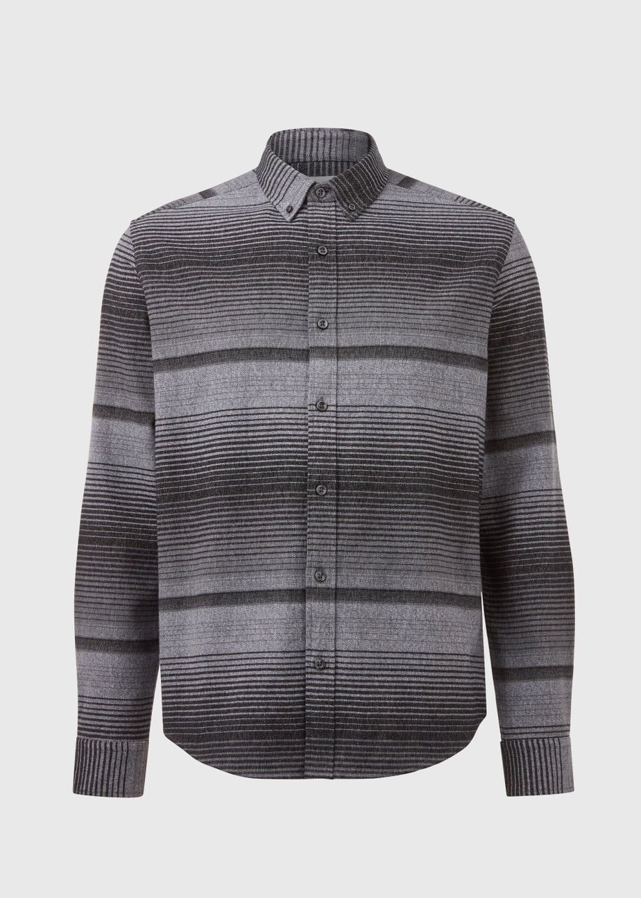 Charcoal Horizontal Stripe Smart Shirt