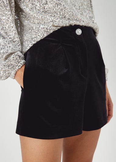 Et Vous Black Velvet Shorts