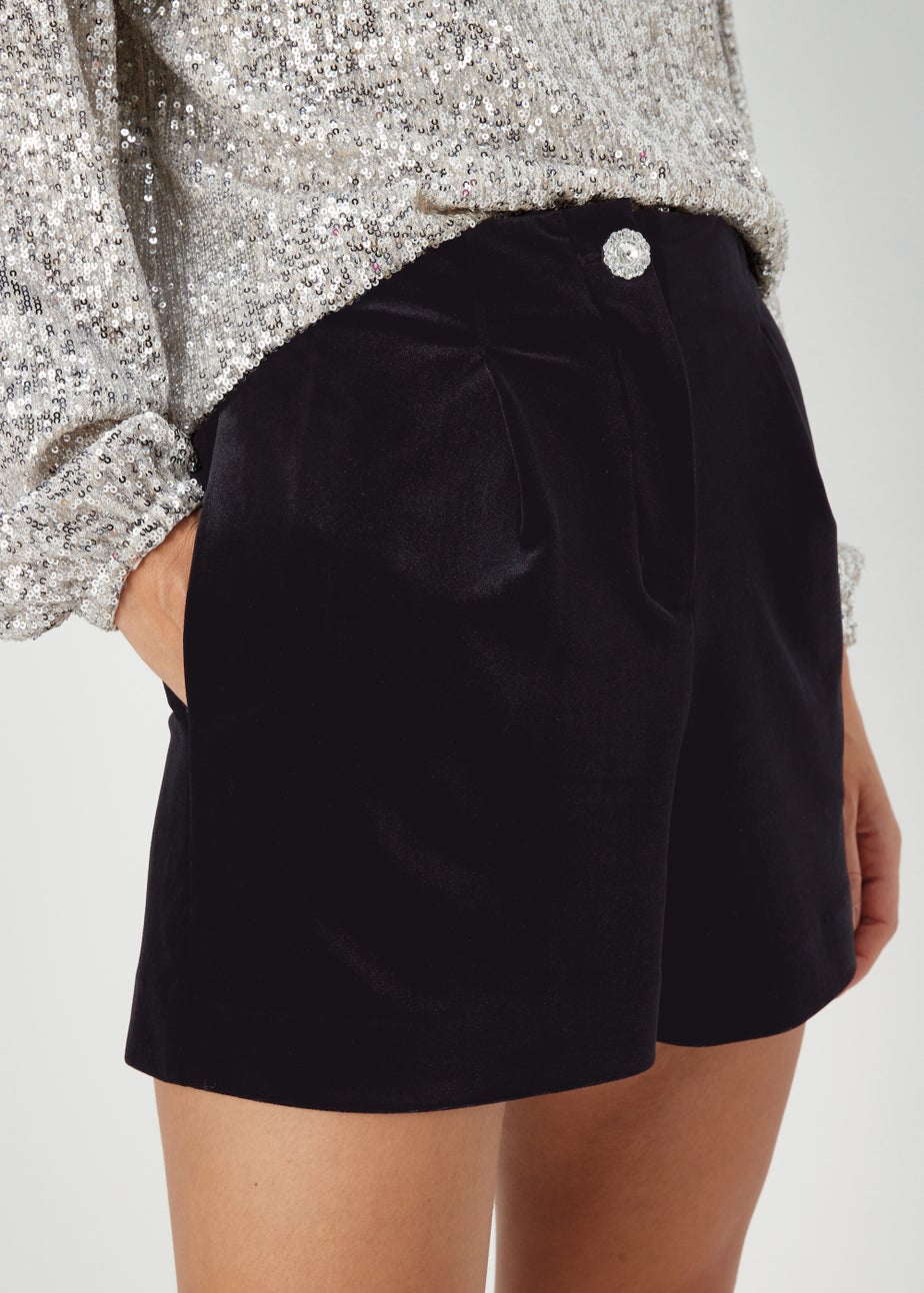 Et Vous Black Velvet Shorts