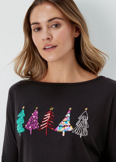 Black Christmas Tree Long Sleeve T-Shirt