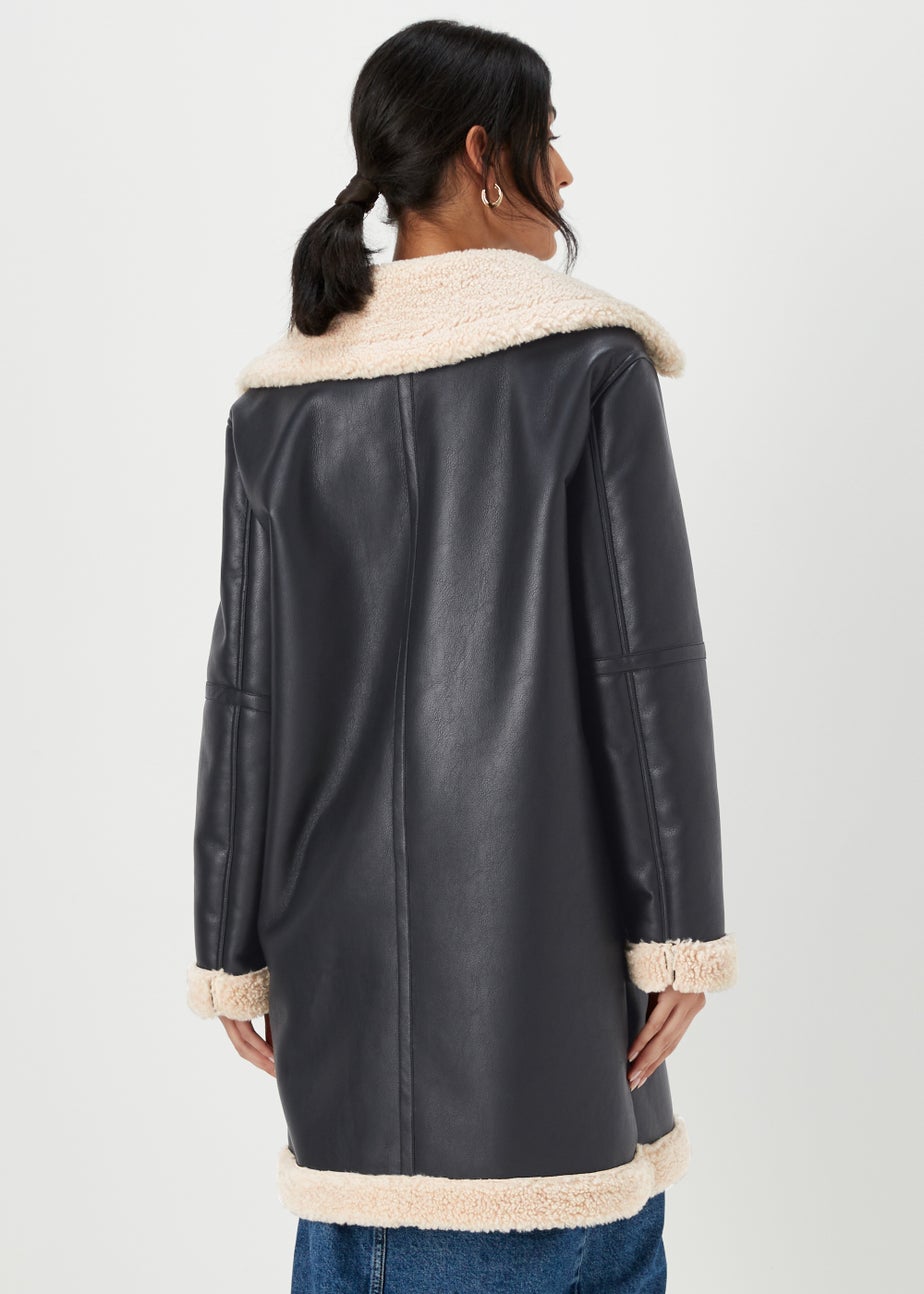 Black Shearling Aviator Coat