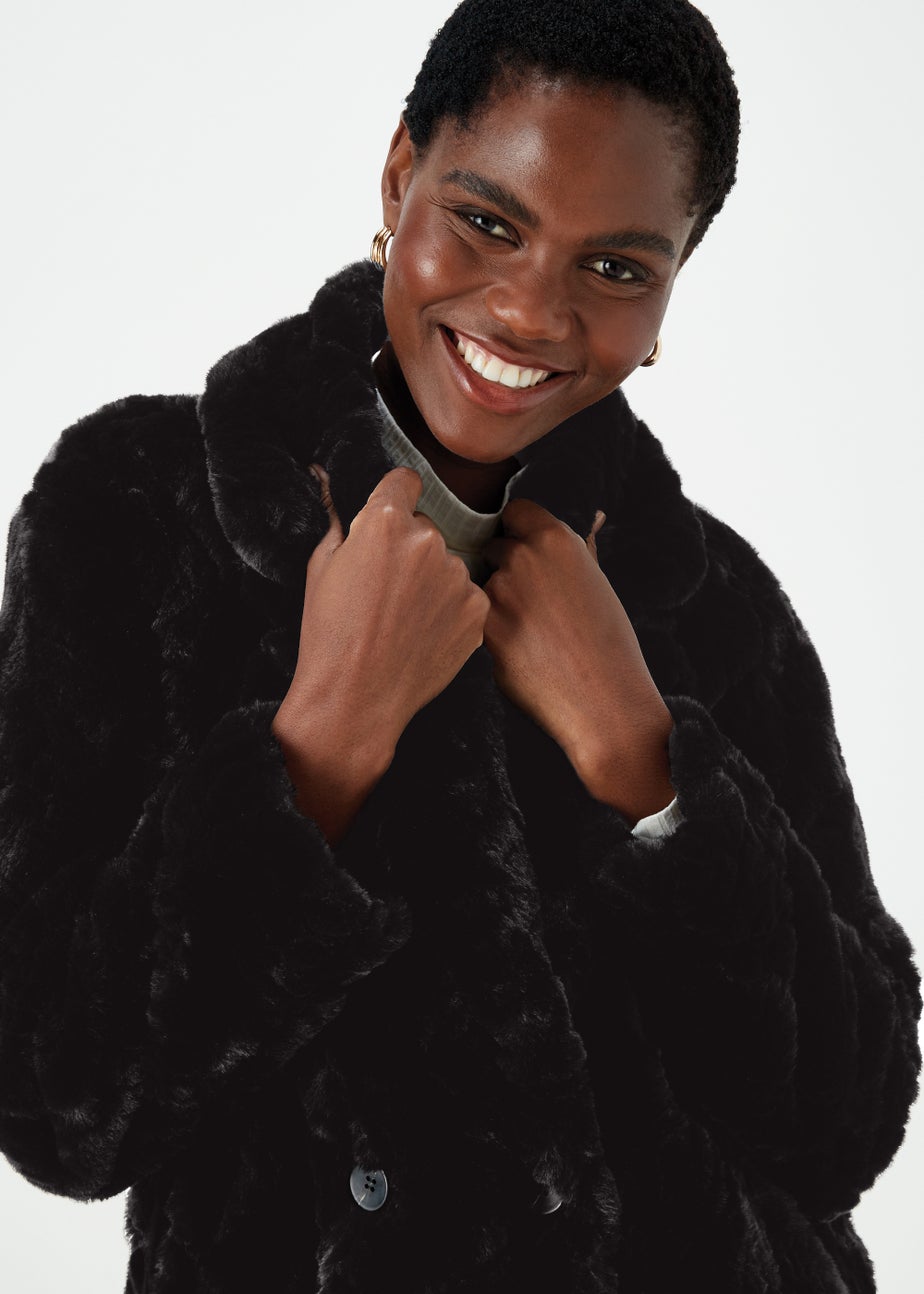 Black Faux Fur Coat