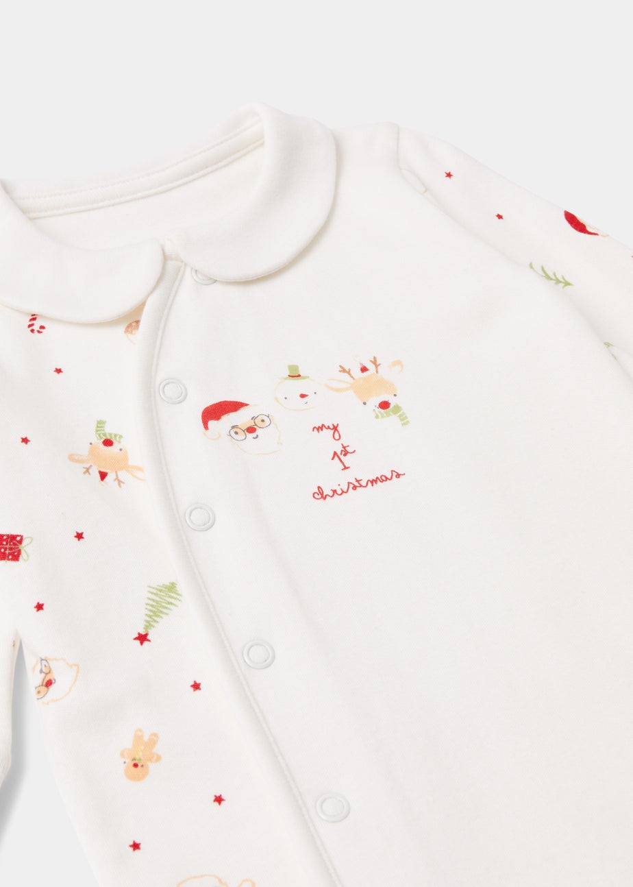 Baby Cream My 1st Christmas Sleepsuit (Tiny Baby-6mths)
