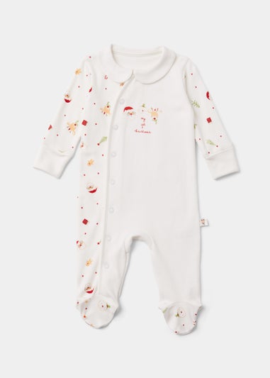 Baby Cream My 1st Christmas Sleepsuit (Tiny Baby-6mths)