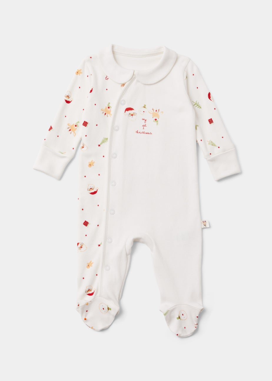 Baby Cream My 1st Christmas Sleepsuit (Tiny Baby-6mths)