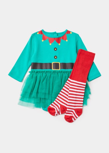 Baby Green Christmas Elf Tutu & Tights Set (Newborn-18mths)