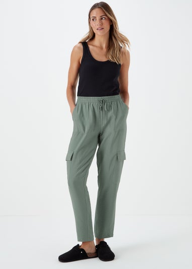 Khaki Tapered Cargo Trousers