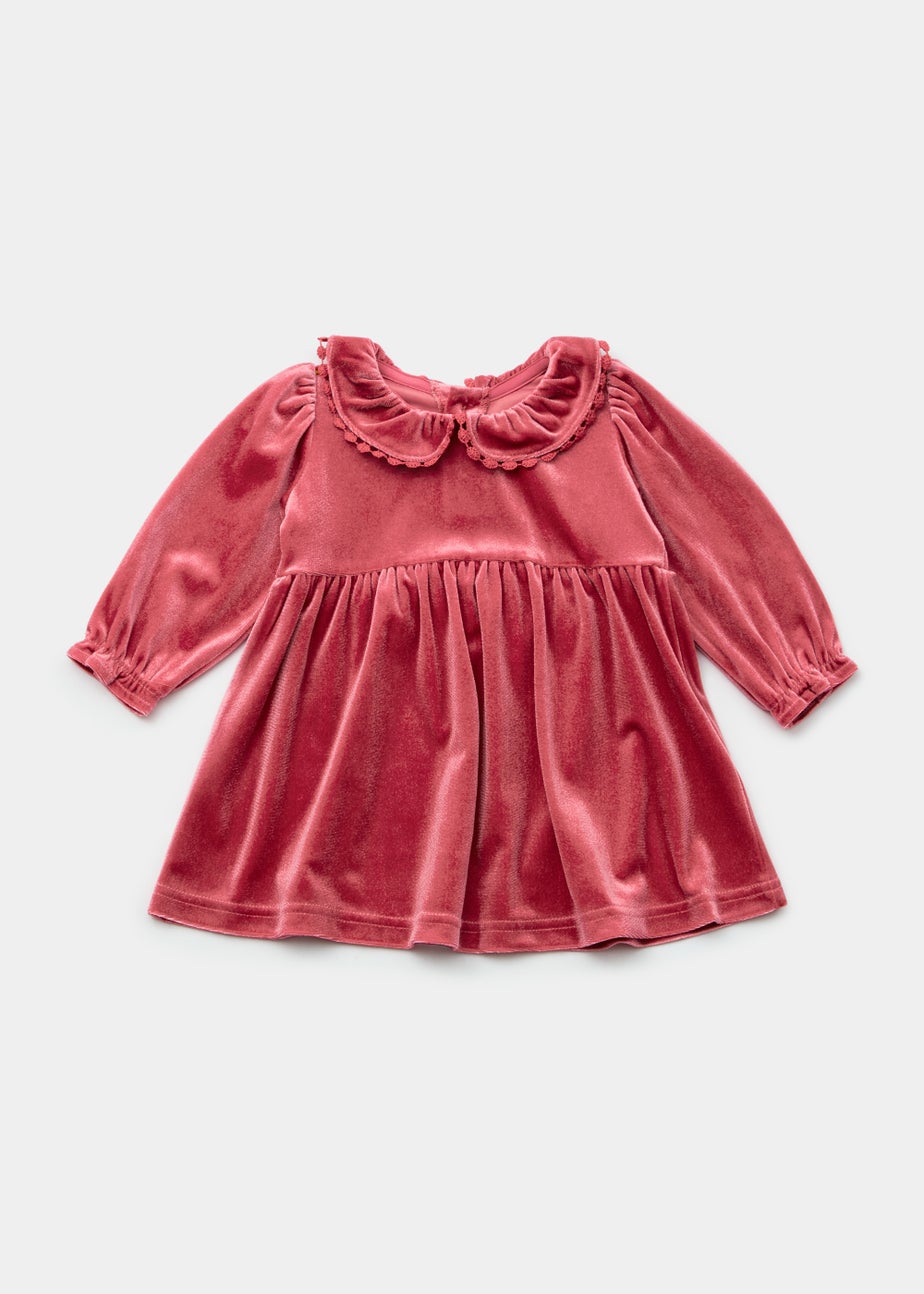 Baby Pink Velour Frill Dress (Newborn-18mths)