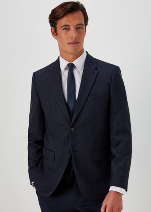 Taylor & Wright Tyne Navy Check Tailored Fit Suit Jacket