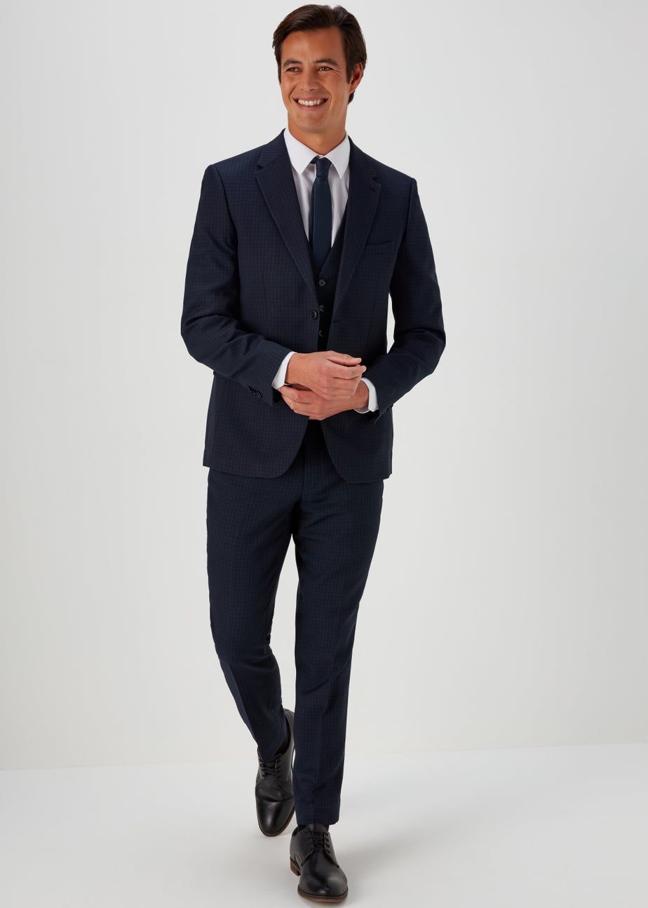 Taylor & Wright Tyne Navy Check Tailored Fit Suit Jacket