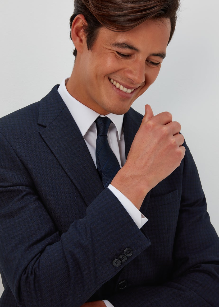 Taylor & Wright Tyne Navy Check Tailored Fit Suit Jacket