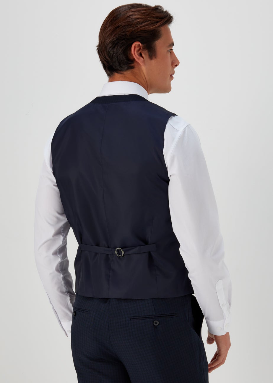 Taylor & Wright Tyne Navy Check Suit Waistcoat
