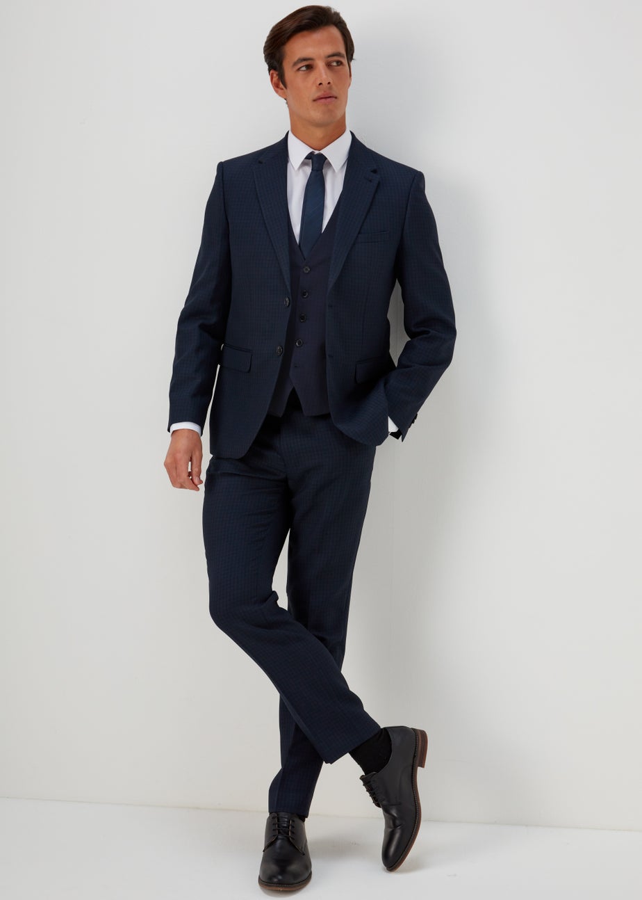 Taylor & Wright Tyne Navy Check Suit Waistcoat