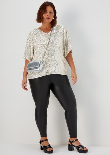 Papaya Curve Gold Sequin Sparkle Box Top