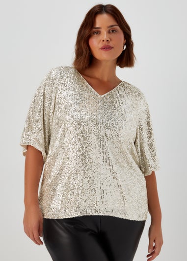 Papaya Curve Gold Sequin Sparkle Box Top