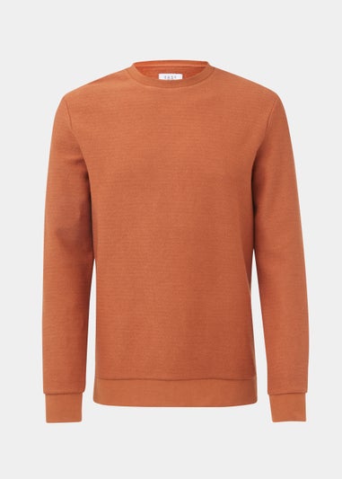 Orange Textured Crew Neck Sweatshirt