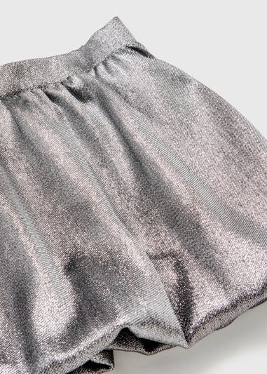 Girls Silver Puff Ball Skirt (4-12yrs)