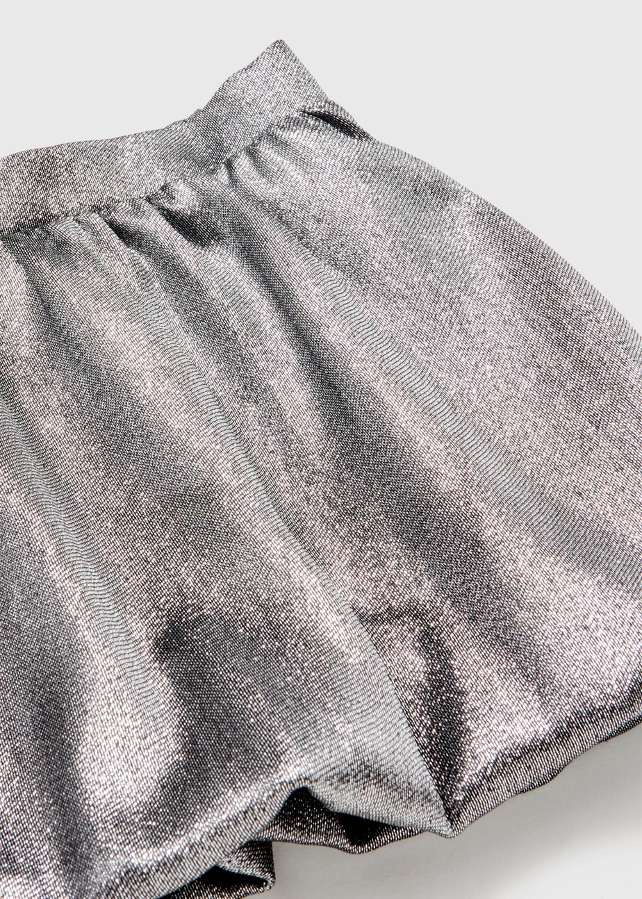 Girls Silver Puff Ball Skirt (4-12yrs)